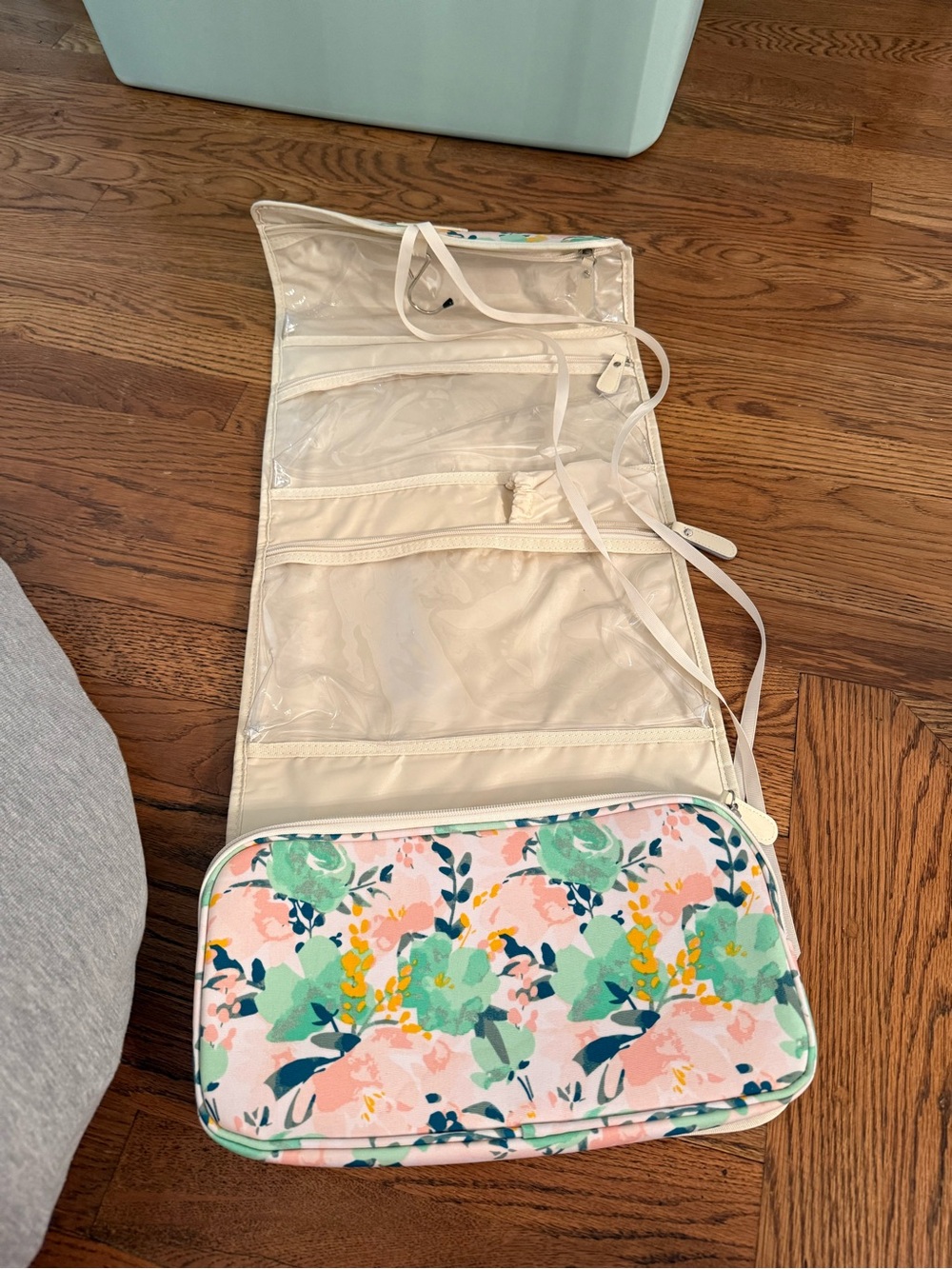 Floral Hanging Toiletry Organizer - Pink & Green